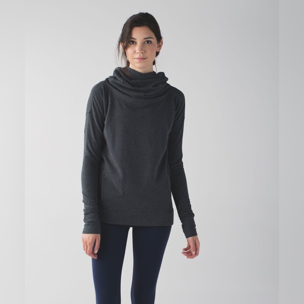 Lululemon Stress Less Hoodie Heathered Dark Grey Size 2